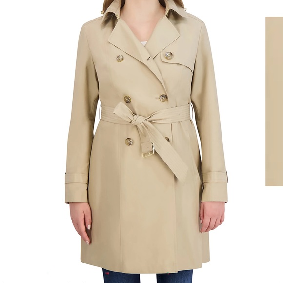 Cole Haan Signature Hooded Trench Coat in Khaki - Picture 6 of 9